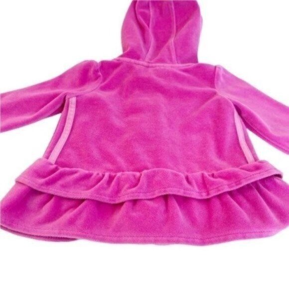 ADIDAS 6/9 Months Pink Velour Full Zip Hoodie - Picture 3 of 6